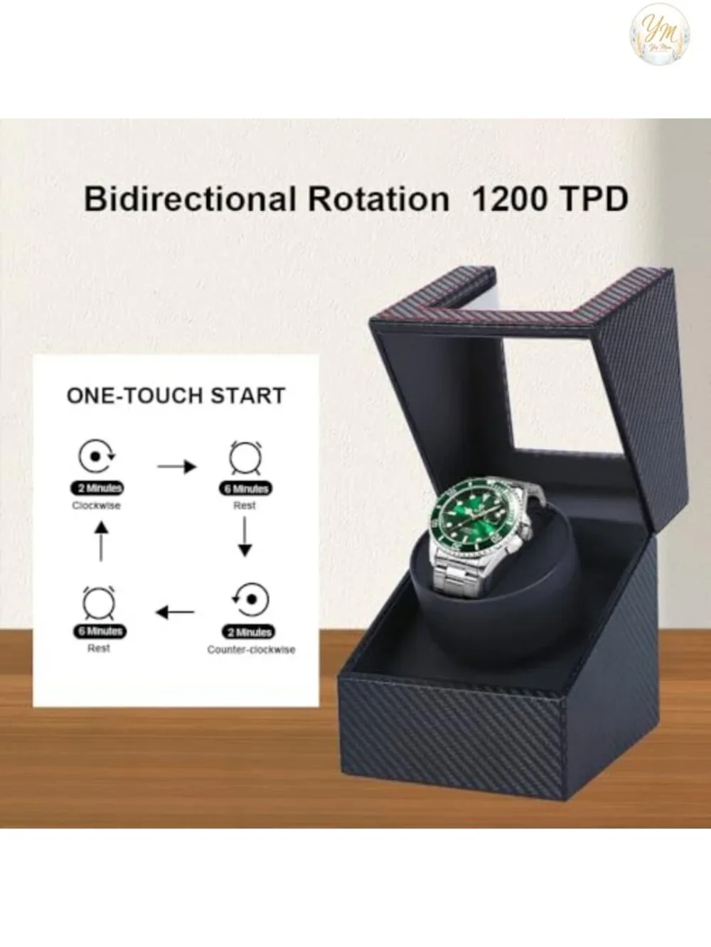Single Watch Winder for Automatic Watch, Faux Leather, Japanese Motor, Quiet